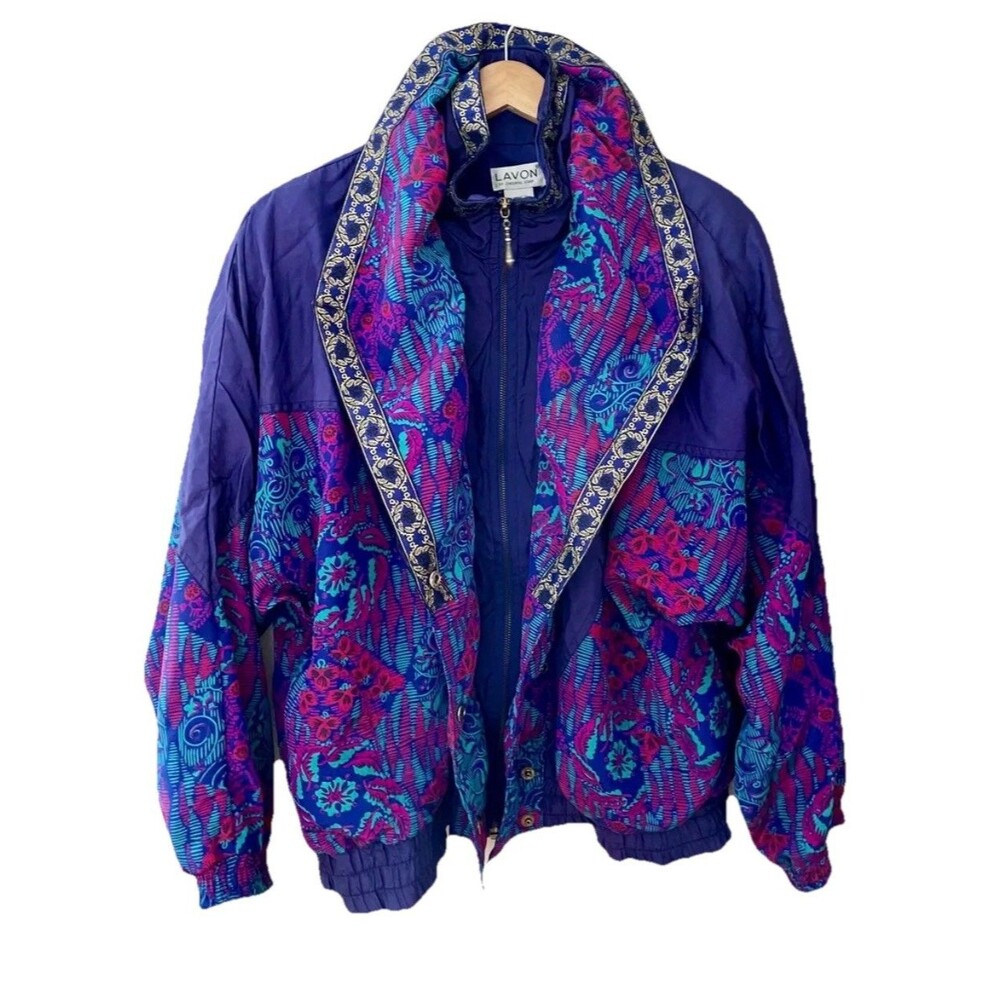 Vintage Lavon Bright Colors Wind Breaker 1990s Abstract Outdoor Retro Vibrant